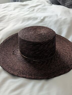 GIGI PIP Capri Brown Woven Straw Wide-Brim Hat NWT